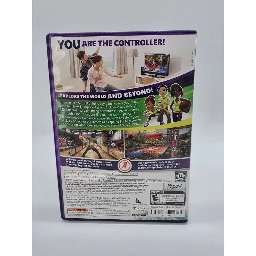 Kinect Adventures Microsoft Xbox 360 Game J7D-00001 Purple Case NTSC
